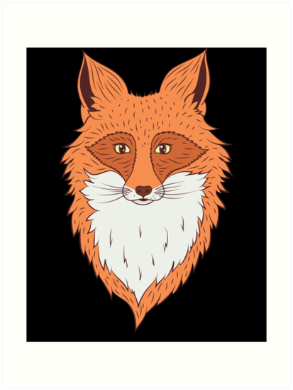413x549 Orange Fox Head Drawing Art Prints - Fox Head Drawing