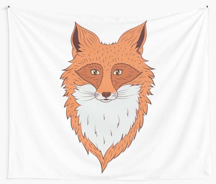 705x602 Orange Fox Head Drawing Wall Tapestries - Fox Head Drawing