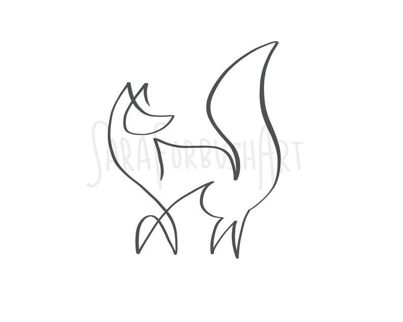 794x635 Minimalist Fox Line Drawing Digital Download Etsy - Fox Line Drawing