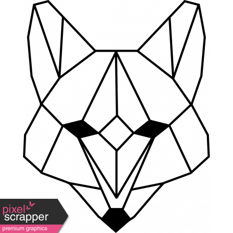 456x456 tea and toast stamps kit fox face template graphic - Fox Line Drawing