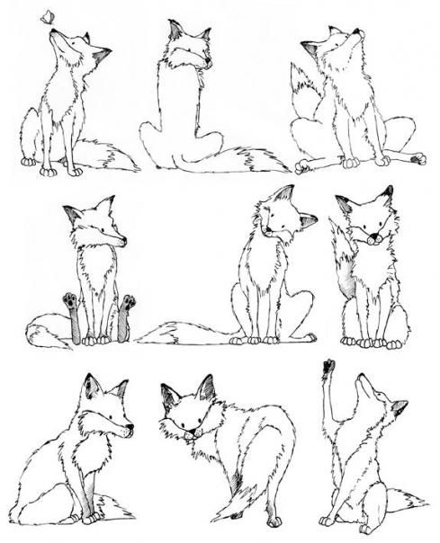 489x604 Fox Drawingreminds Me Of Line Drawing With Words - Fox Line Drawing
