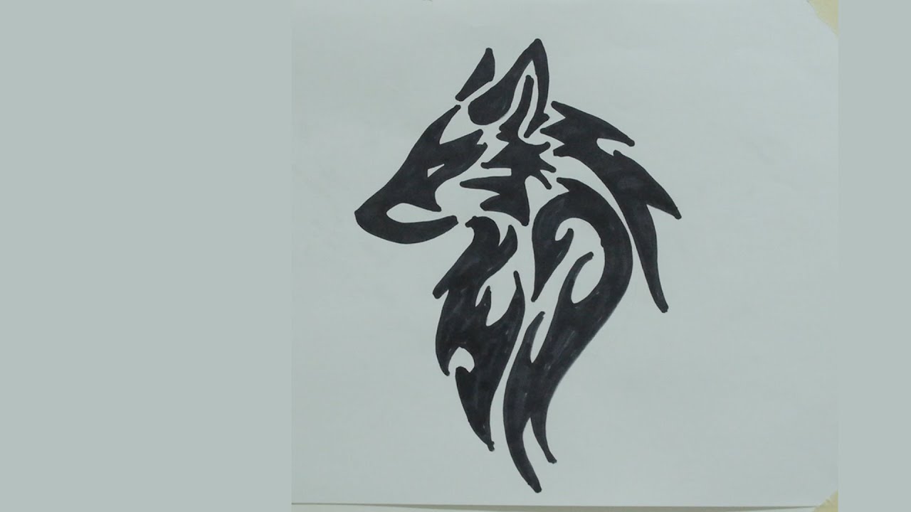 1280x720 How To Draw Wolf Head Tribal Tattoo - Fox Tattoo Drawing
