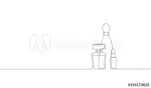 500x292 single continuous line art perfume bottle lipstick cosmetics - Fragrance Drawing