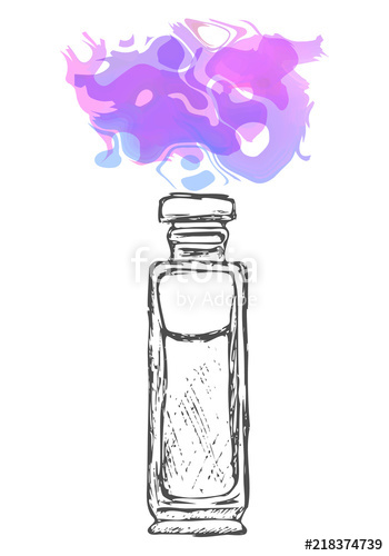 350x500 A Bottle Of Perfume Drawn - Fragrance Drawing