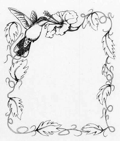 396x464 Hummingbird Line Drawing - Frame Drawing