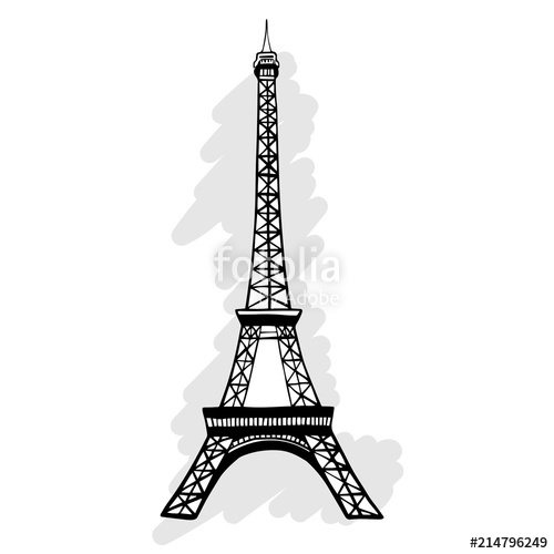 500x500 hand draw eiffel tower eiffel tower in paris vector illustration - France Eiffel Tower Drawing