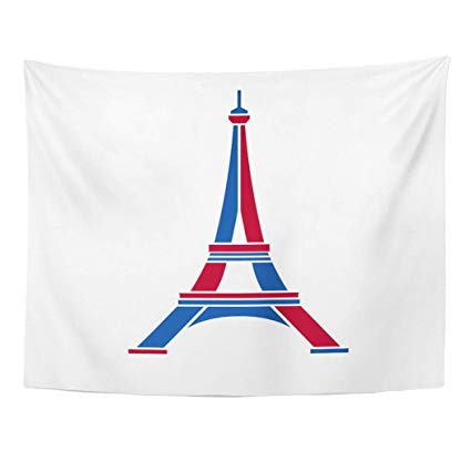 425x425 Emvency Wall Tapestry Green France Eiffel Tower Red - France Eiffel Tower Drawing