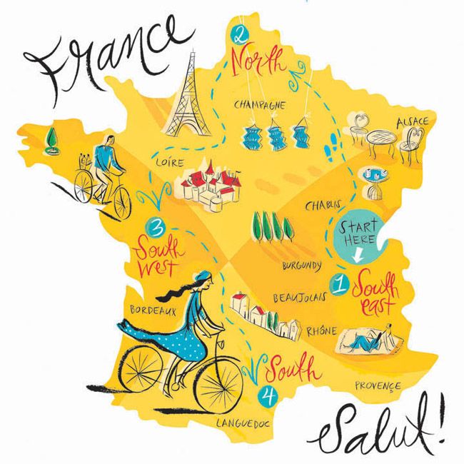 650x650 Map Of France Illustrated - France Map Drawing