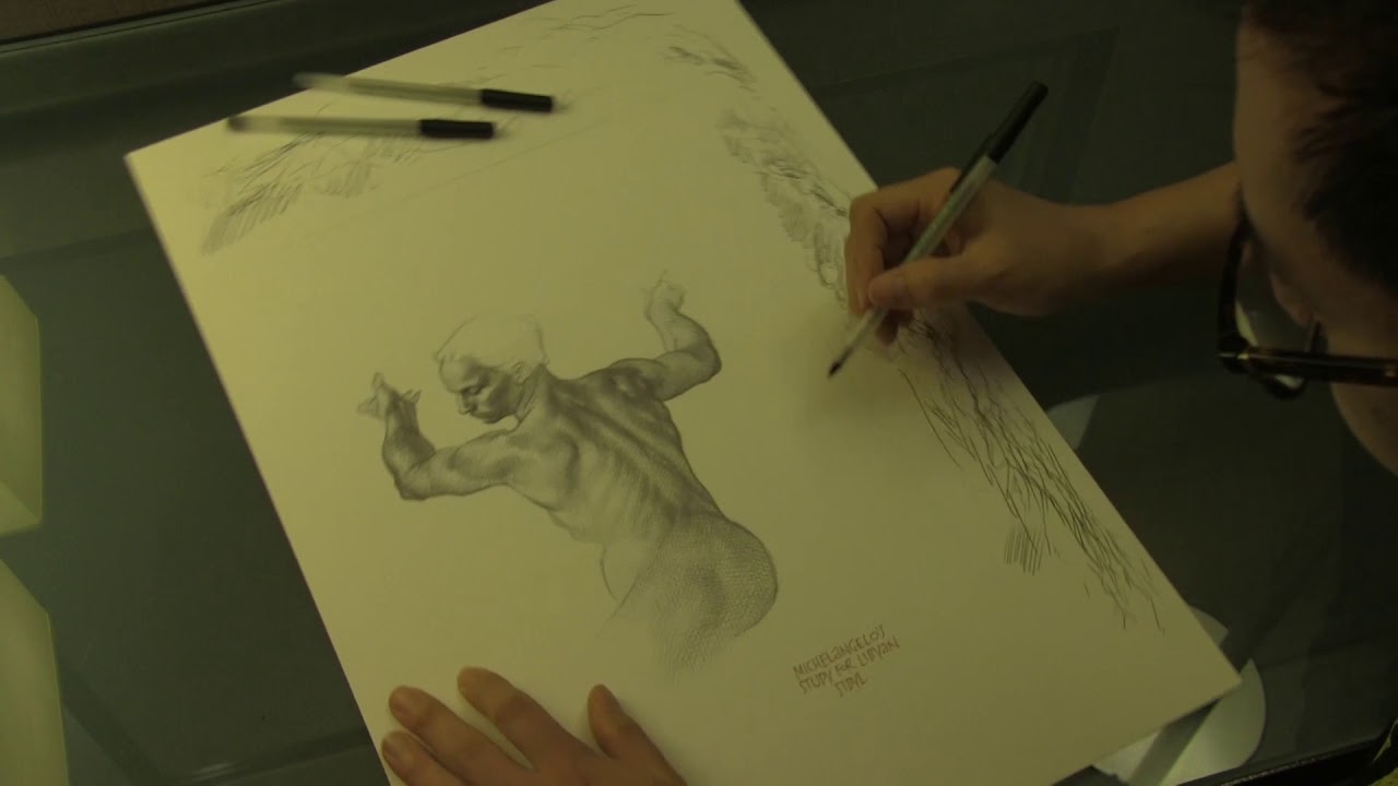 1280x720 frank cho drawing the study for michelangelo's libyan sibyl - Frank Cho Drawing
