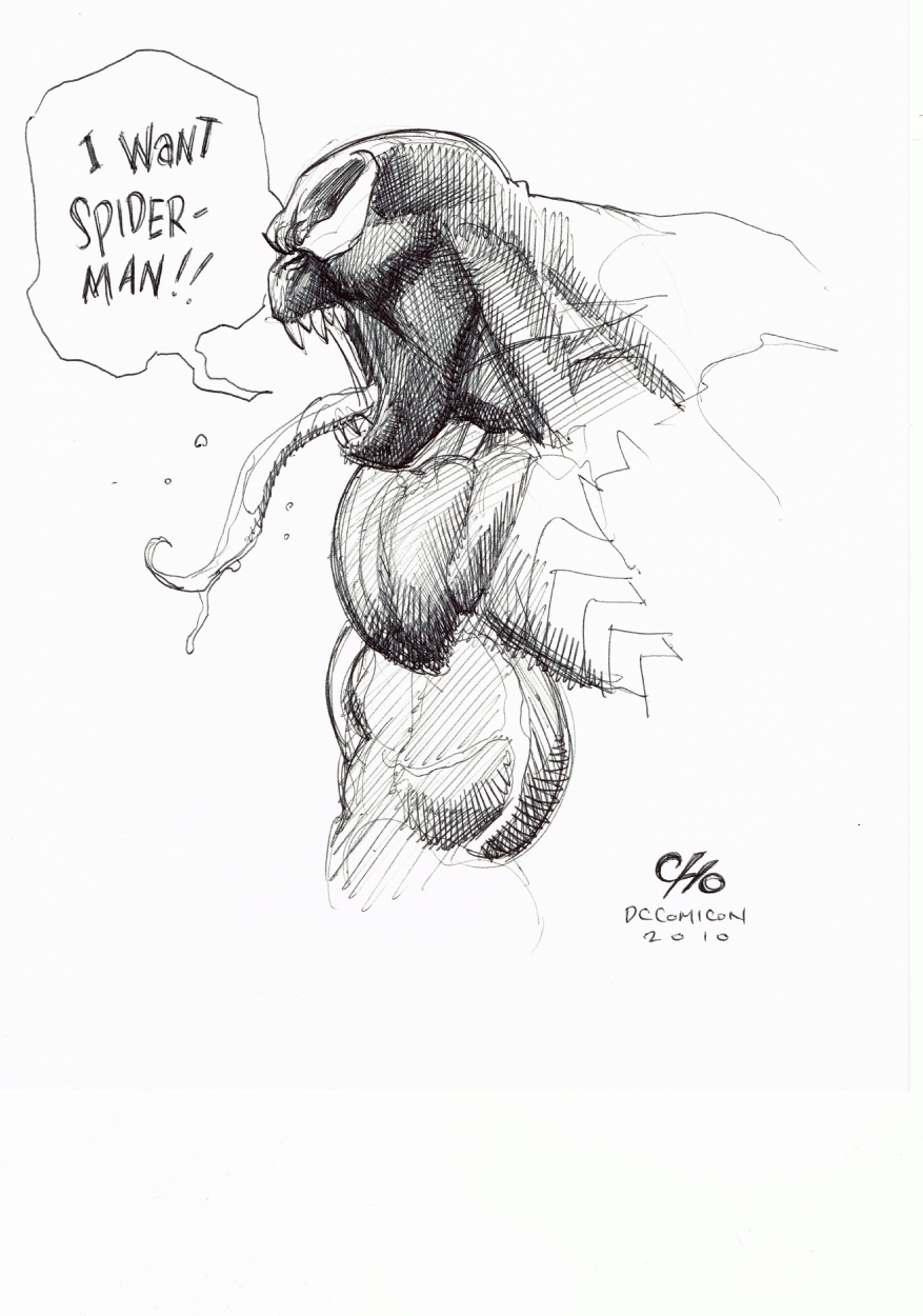 877x1250 Venom Ballpoint Pen Drawing - Frank Cho Drawing