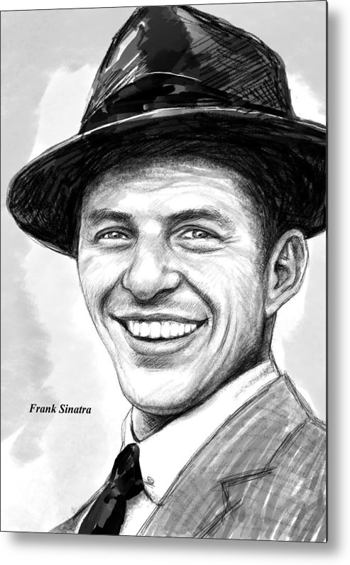 493x796 Frank Sinatra Art Drawing Sketch Portrait Metal Print - Frank Sinatra Drawing
