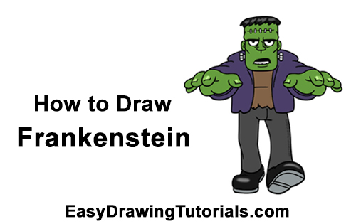 500x315 How To Draw A Cartoon Frankenstein Video Step - Frankenstein Cartoon Drawing