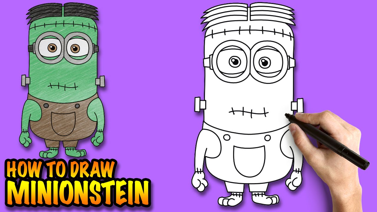 1280x720 How To Draw Minionstein - Frankenstein Cartoon Drawing