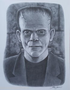 232x300 Herman Munster Black White Pencil Print Art Drawing Frankenstein - Frankenstein Drawing