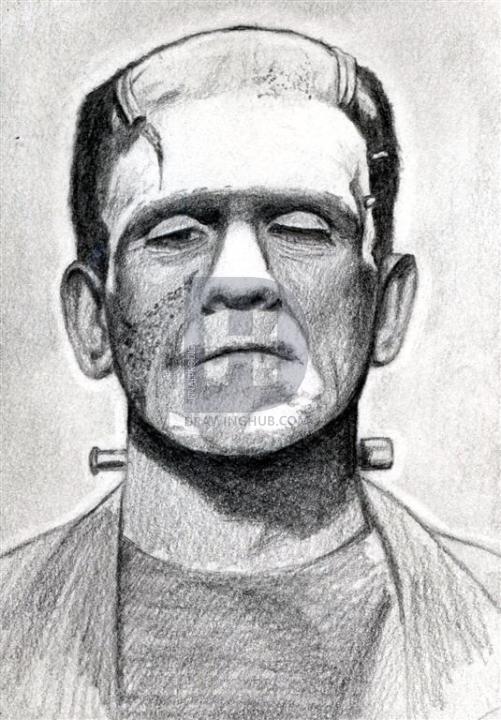 501x720 How To Draw Frankenstein, Step - Frankenstein Drawing