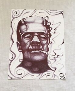 246x300 Original Prison Art Drawing 'wake And Bake' Frankenstein Getting - Frankenstein Drawing