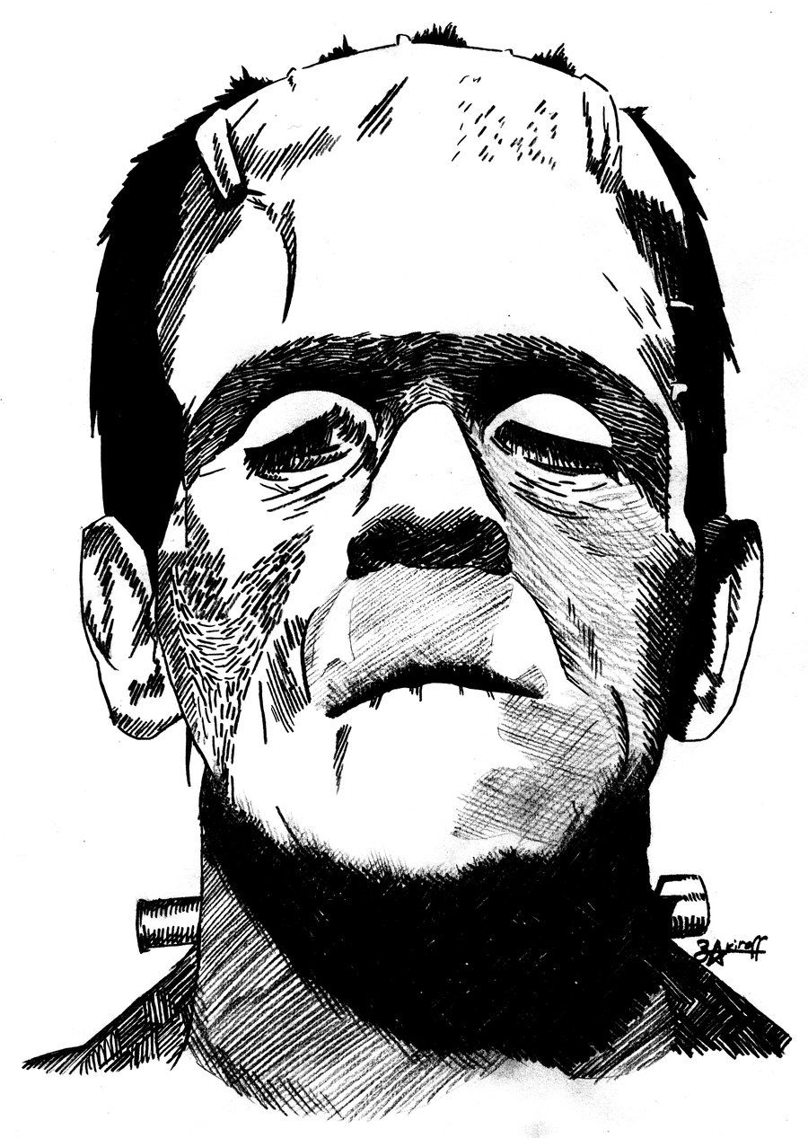 900x1267 Frankenstein Drawing Green For Free Download - Frankenstein Drawin...