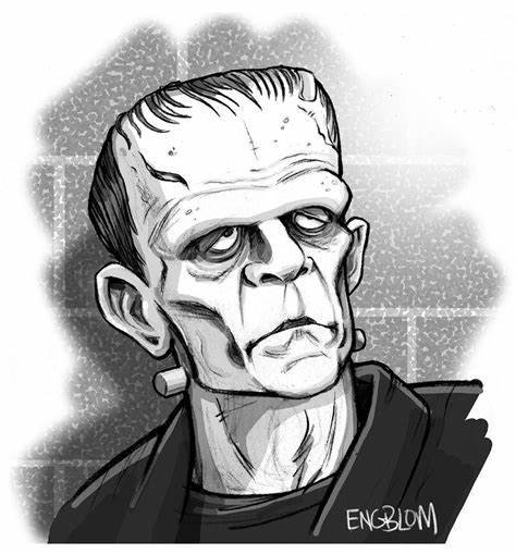 474x509 Frankenstein Face Drawing Gtgt - Frankenstein Face Drawing