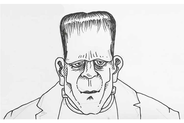 How To Draw Frankenstein Cute, Easy Draw Face And Head - Frankenstein Face...