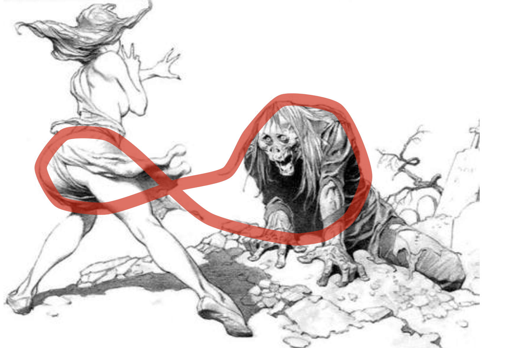 1748x1181 frank frazetta lady and zombie surviving the dead - Frazetta Drawings