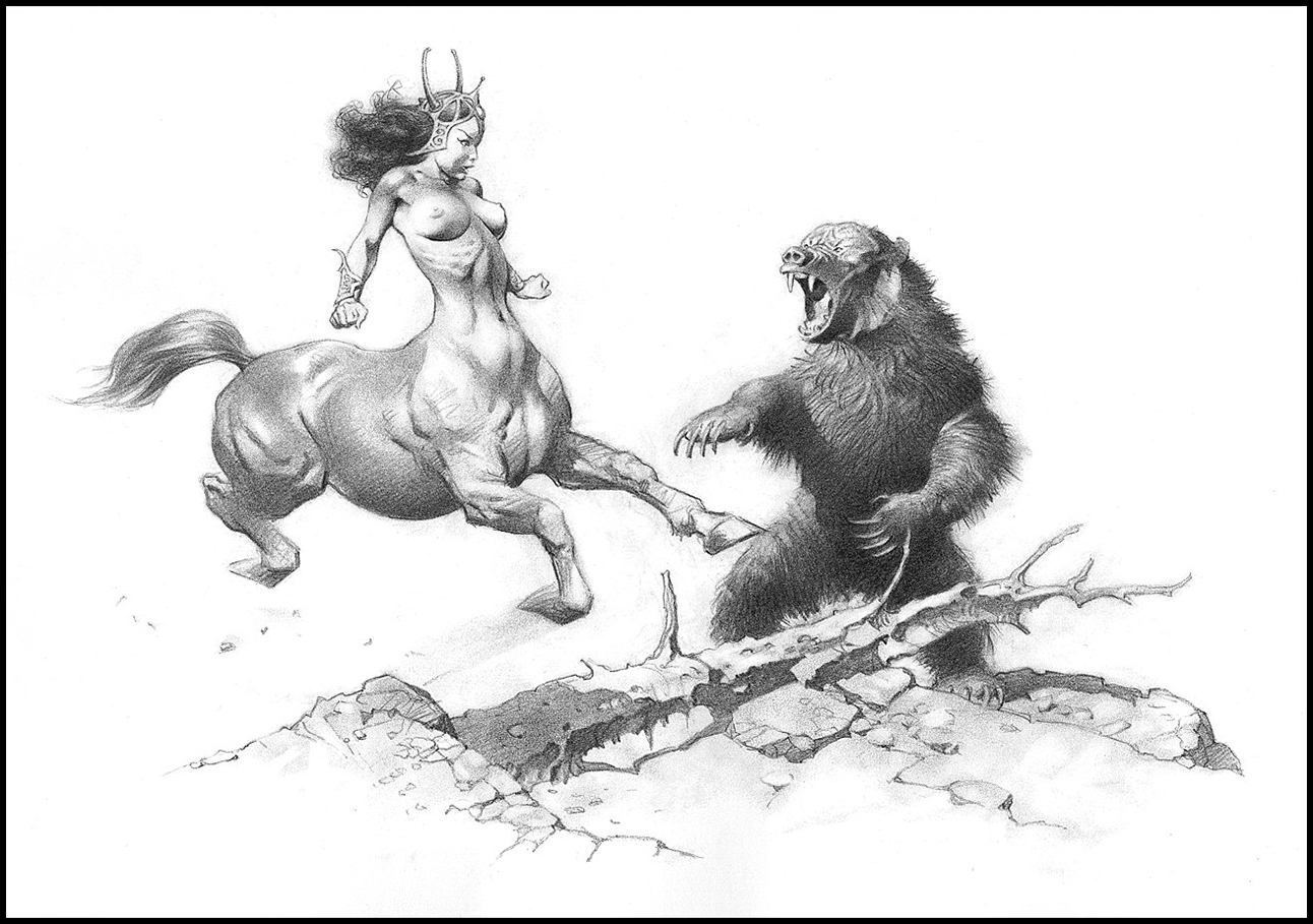 1292x909 fantasy ink frazetta drawing - Frazetta Drawings