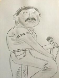 225x300 Freddie Mercury Queen Caricature Funny Comedy Pencil Drawing Picture - Freddie Mercury Drawing
