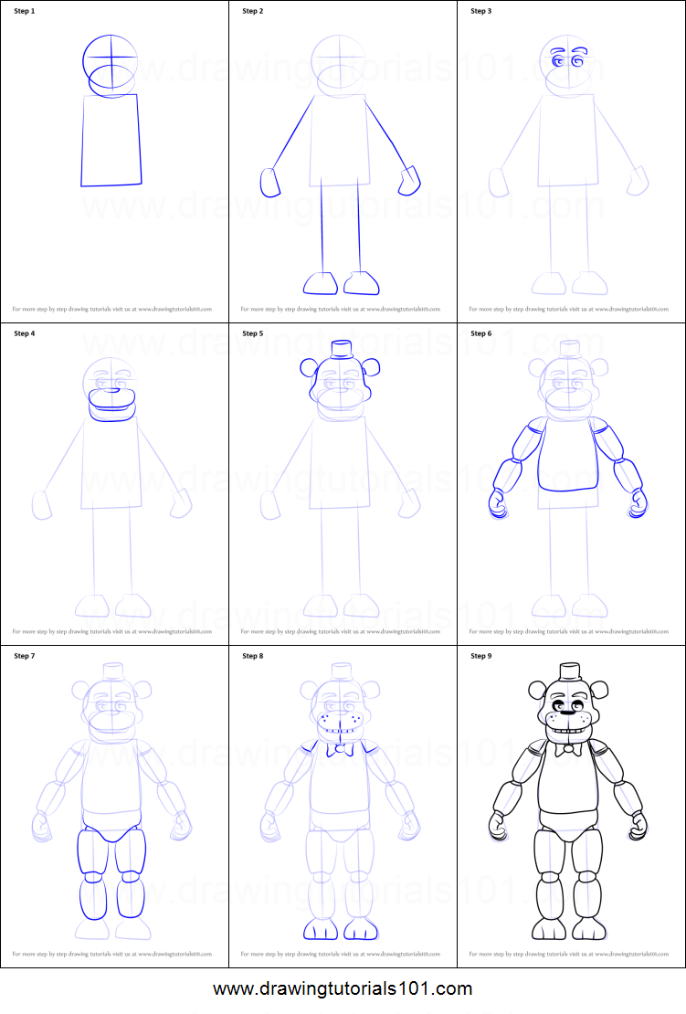 751x1110 How To Draw Freddy Fazbear From Five Nights - Freddy Fazbear Drawing