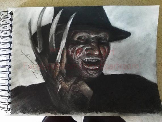 570x428 freddy krueger poster of charcoal and conte pencil drawing - Freddy Krueger Drawing