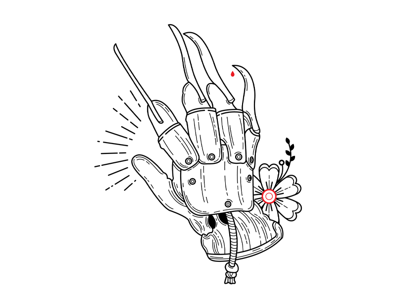 Freddy - Freddy Krueger Glove Drawing. 