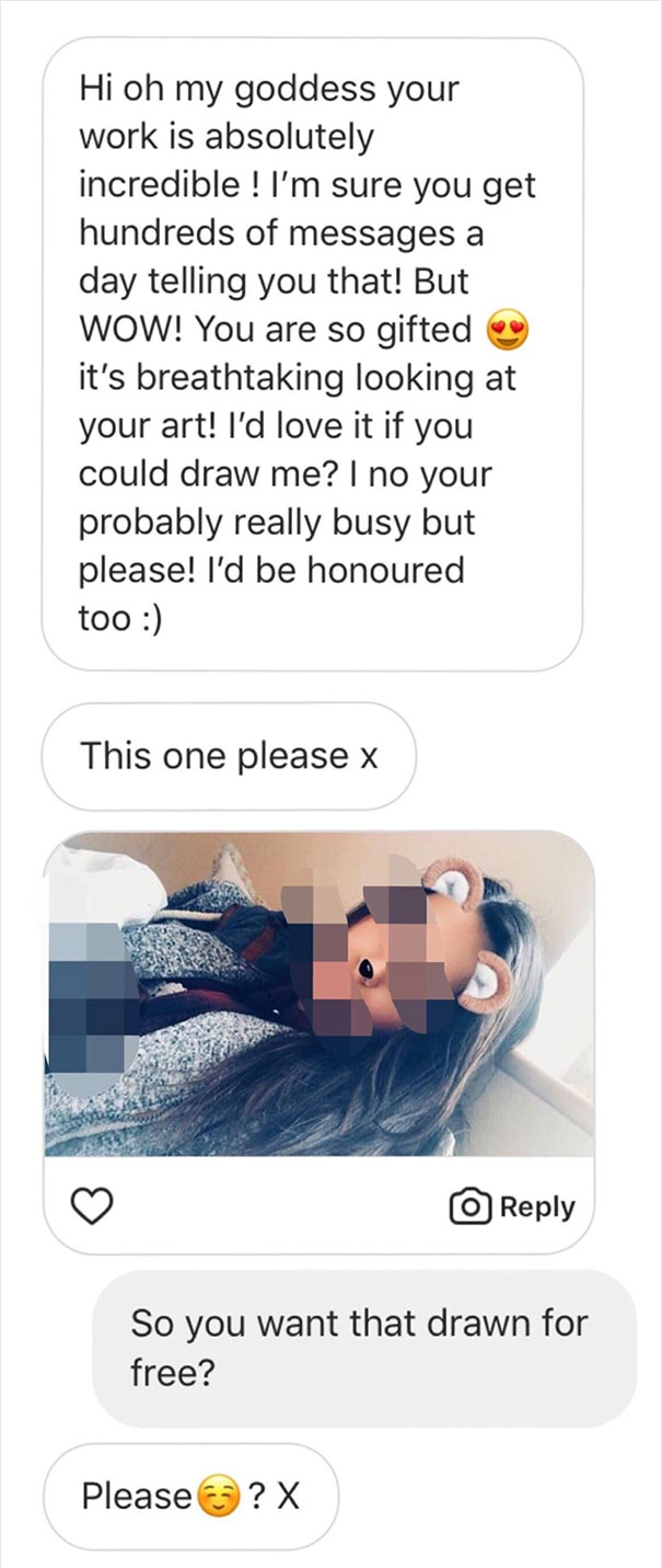 605x1431 people kept asking this artist to draw them for free, so he - Free Art Drawing