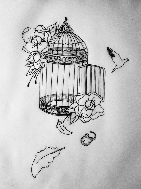480x640 In Progress Cage Tattoo Commission Tattoos Tattoos, Cage - Free Bird Drawing