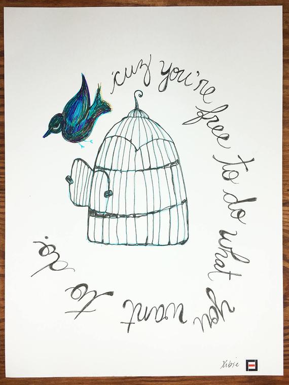 570x760 You Are Free To Do What You Want Free Bird It's Your Etsy - Free Bird Drawing