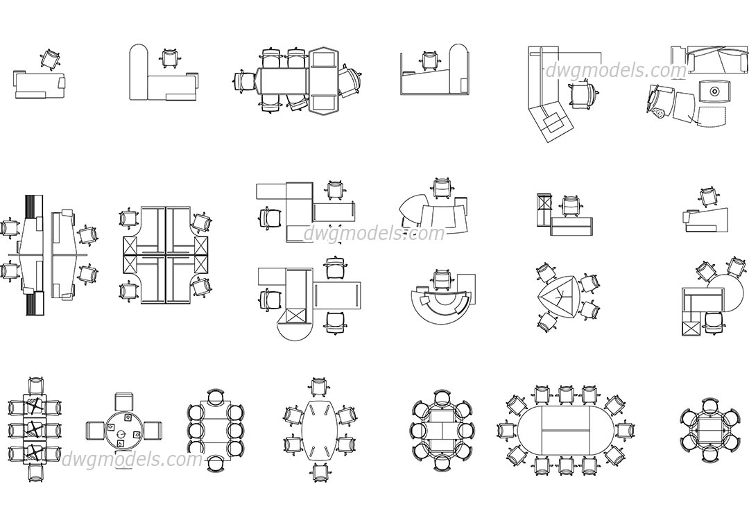 1080x760 Office Furniture Dwg, Free Cad Blocks Download - Free Cad Drawings