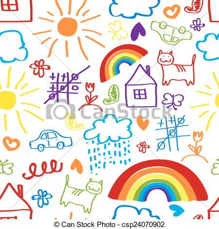 450x470 Children Drawing Seamless Pattern Children's Painting Background - Free Childrens Drawings