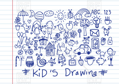 400x283 Kids And Children's Hand Drawings Vector Image Of Design Elements - Free Childrens Drawings