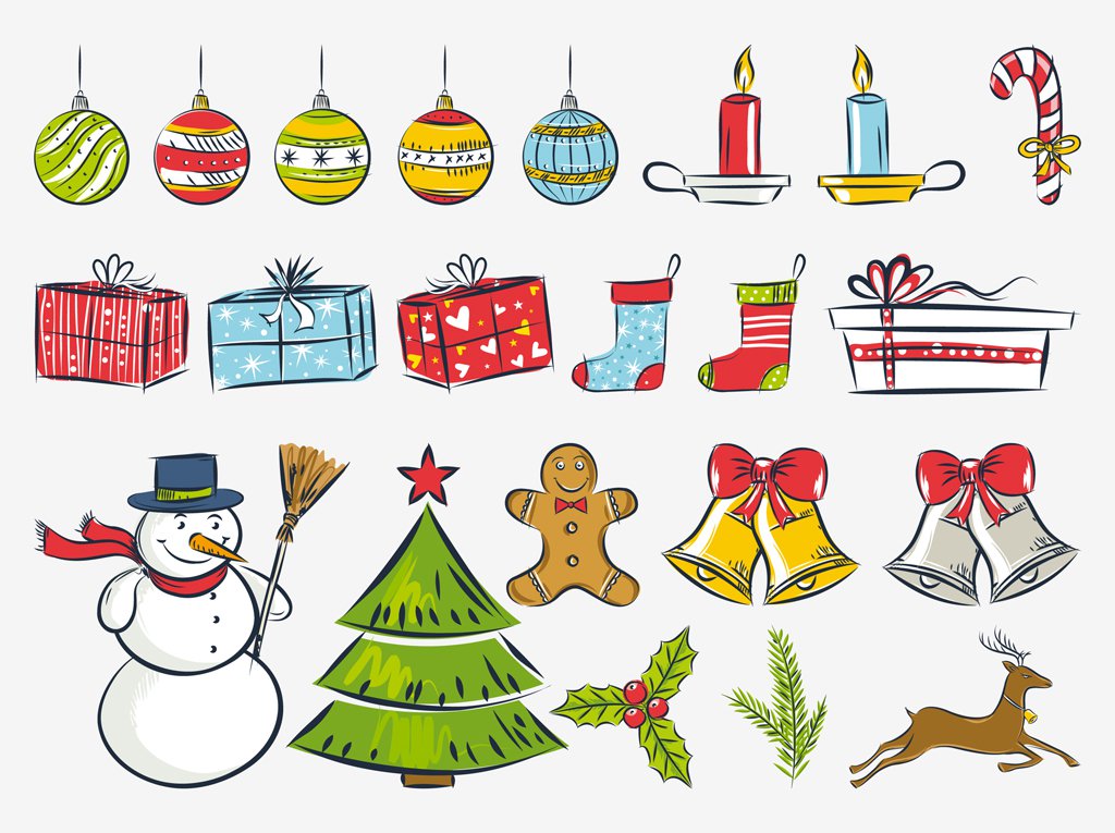 1024x765 Christmas Drawings Vector Vector Art Graphics - Free Christmas Drawings