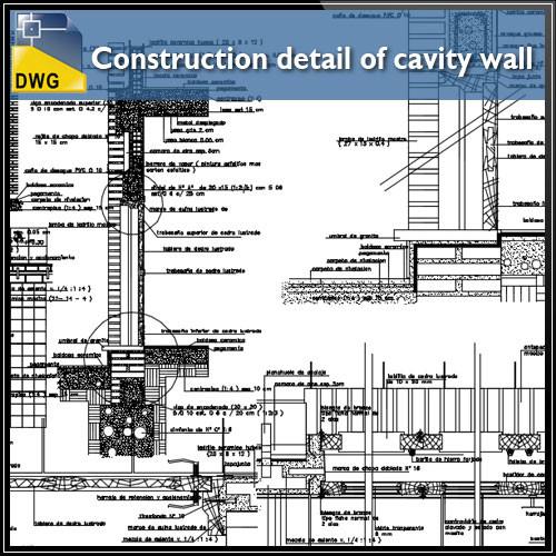 500x500 Construction Detail Of Cavity Wall Design Drawing Cad Design - Free Construction Drawings