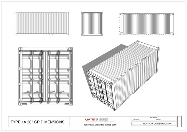 600x424 free shipping container technical drawing package - Free Construction Drawings