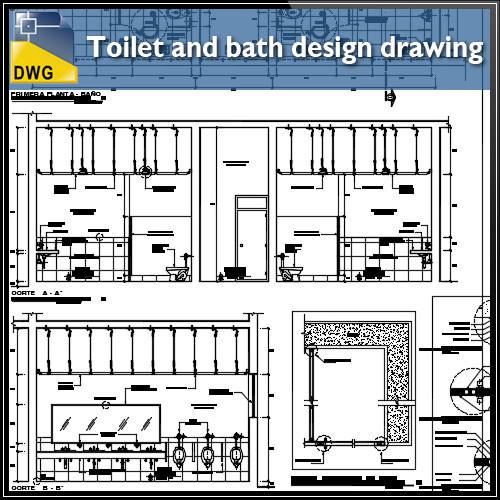 500x500 detail drawing of toilet and bath design drawing cad design - Free Design Drawing