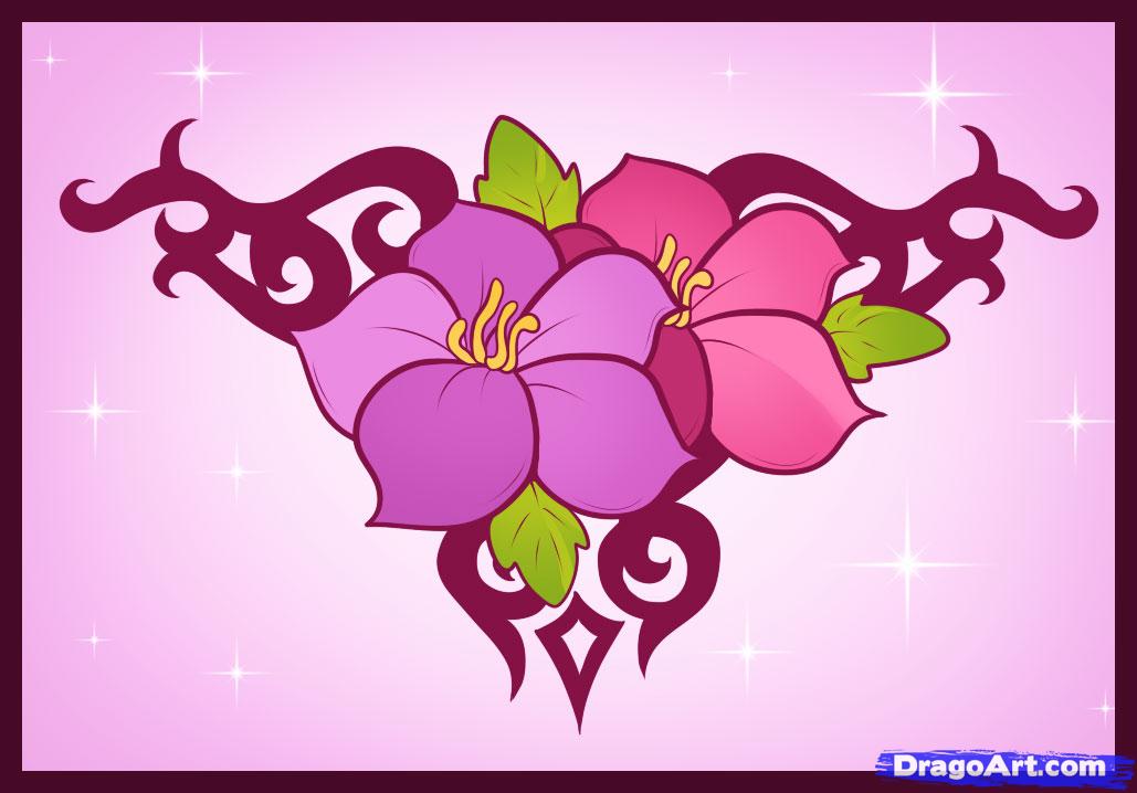 1029x718 How To Draw Flower Designs, Step - Free Design Drawing