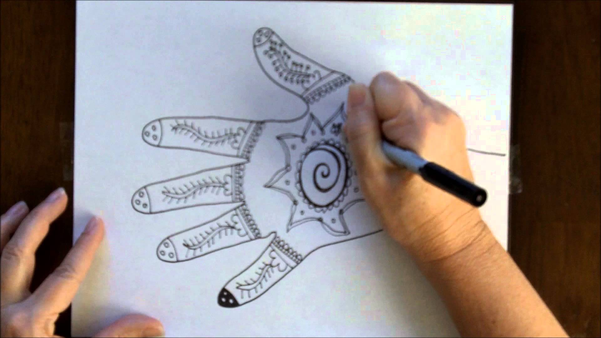 1920x1080 How To Draw A Henna Mehndi Hand Design Free Art Lesson - Free Design Drawing