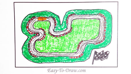 458x258 How To Draw Cartoon Race Track With Guardrail And Racing Flag - Free Drawing Cartoon