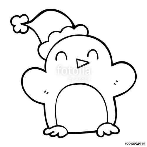 500x500 Line Drawing Cartoon Christmas Penguin Stock Image And Royalty - Free Drawing Cartoon