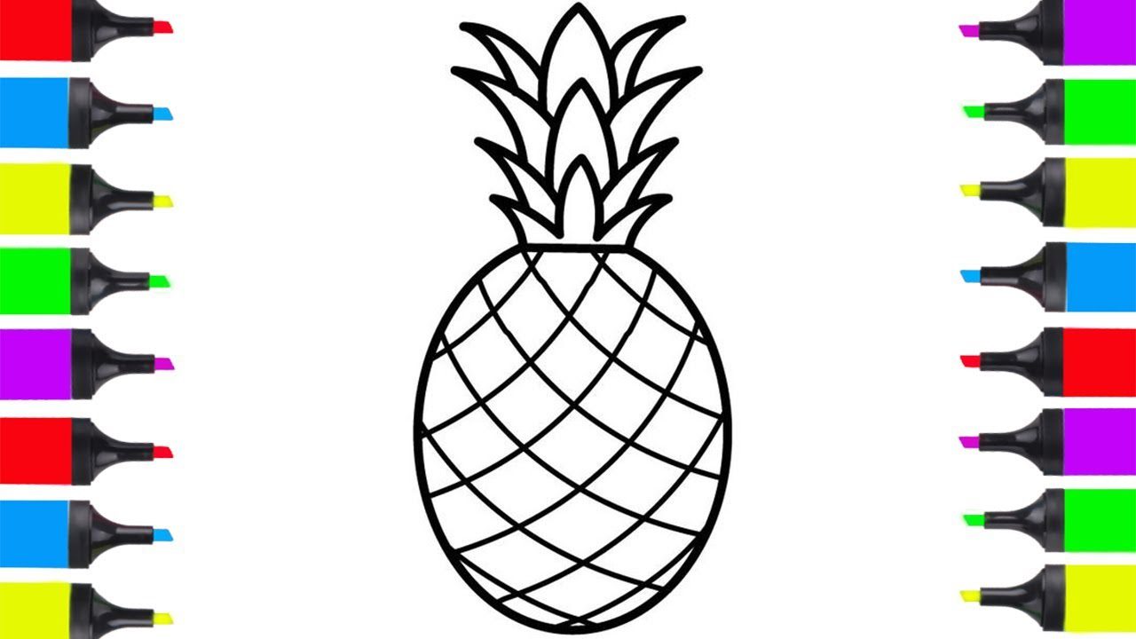 1280x720 Learn How To Draw Pineapple Teach Drawing For Kids And Toddlers - Free Drawing For Kids