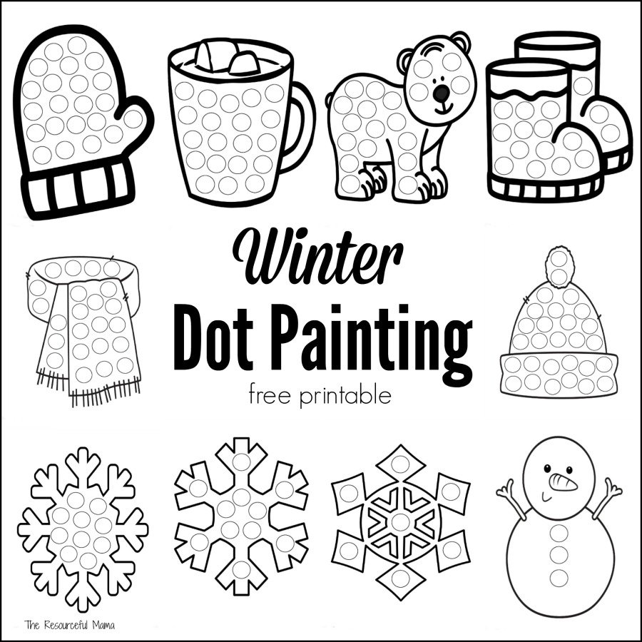 900x900 Winter Dot Painting {free Printable} - Free Drawing For Toddlers