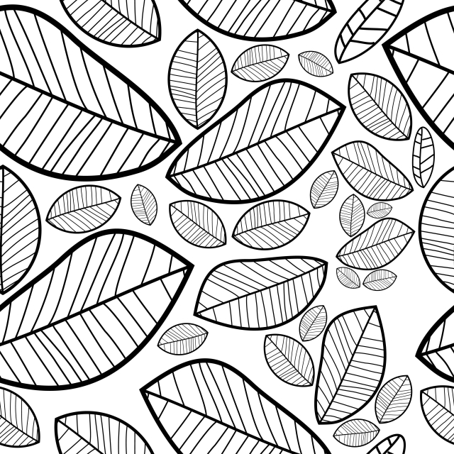 640x640 Hand Drawing Leaves Shading Seamless Autumn Pattern, Background - Free Drawing Patterns