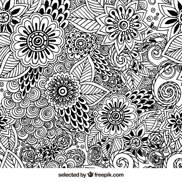 626x626 Hand Drawn Floral Pattern Vector Free Download - Free Drawing Patterns