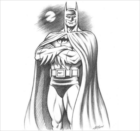 585x549 Fantastic Batman Drawings Download! Free Premium Templates - Free Drawing Pictures