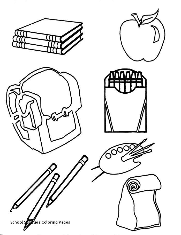 700x906 School Supplies Coloring Pages Beautiful School Supplies Coloring - Free Drawing School