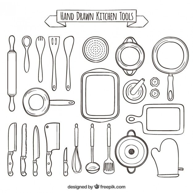626x626 hand drawn collection of kitchen tools free vector hand drawn - Free Drawing Tool